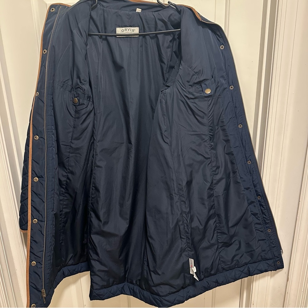 Orvis Quilted Jacket Blue Tan Jacket Size Large - Picture 6 of 8